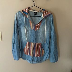 Denim shirt with hood